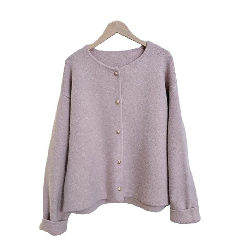 Damen Grobstrickjacke mit eleganter Knopfleiste und lässigem Schnitt EB