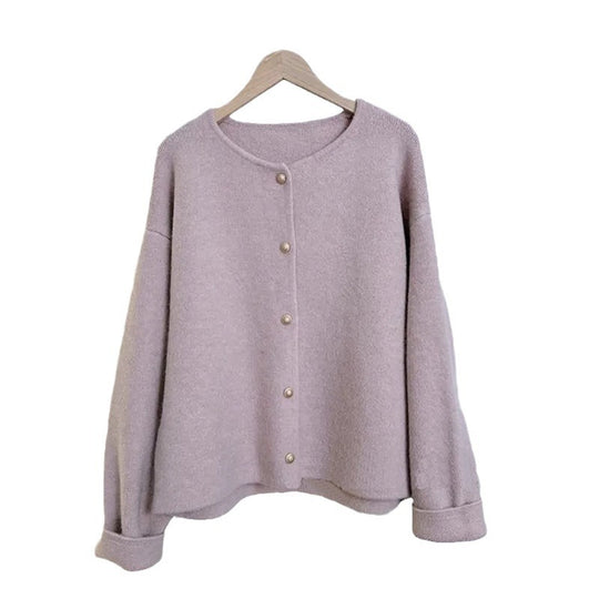 Damen Grobstrickjacke mit eleganter Knopfleiste und lässigem Schnitt EB