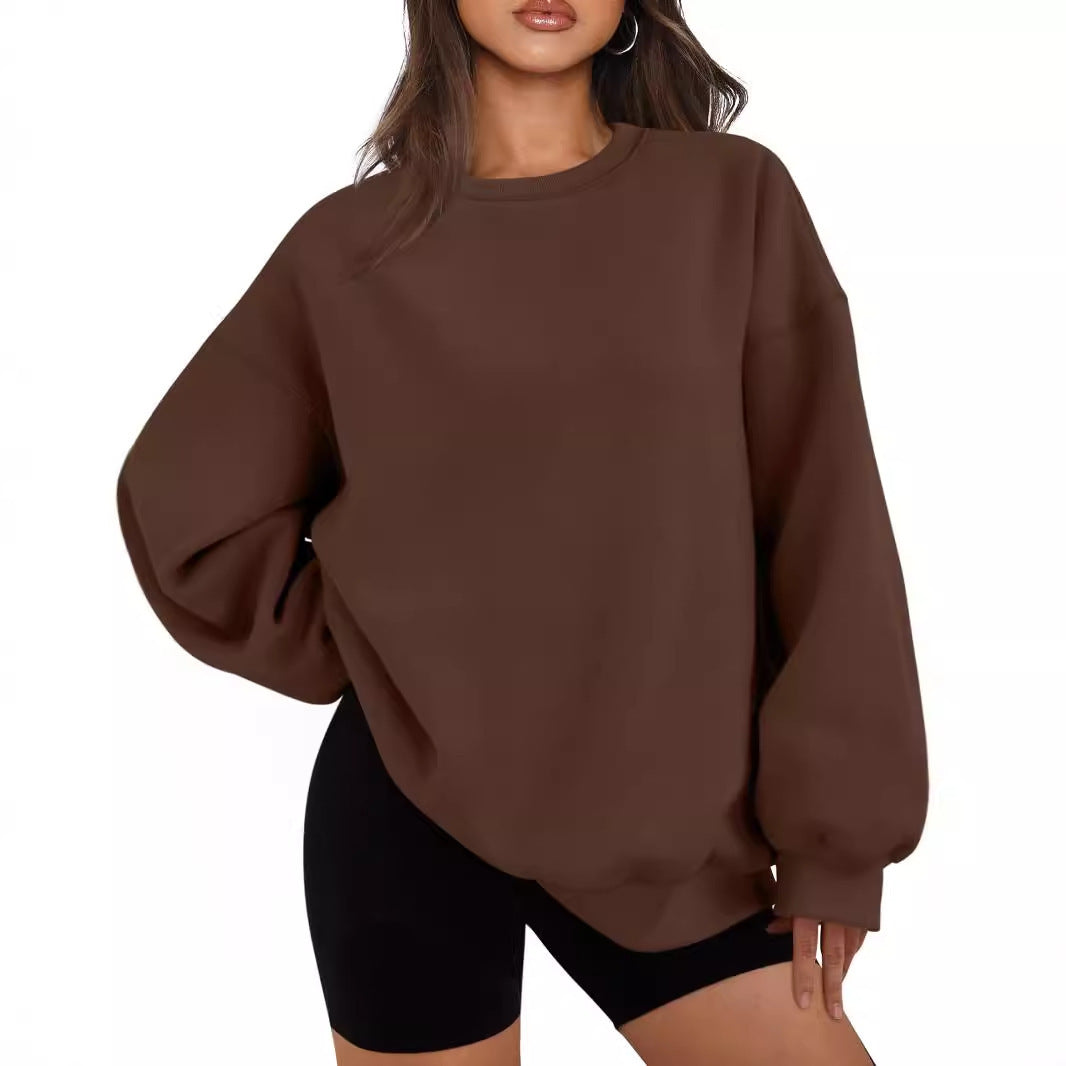Damen nan Boxy-Crewneck-Sweat mit extraweiter Passform, Raglanärmeln und weichem Fleece-Innenfutter EB