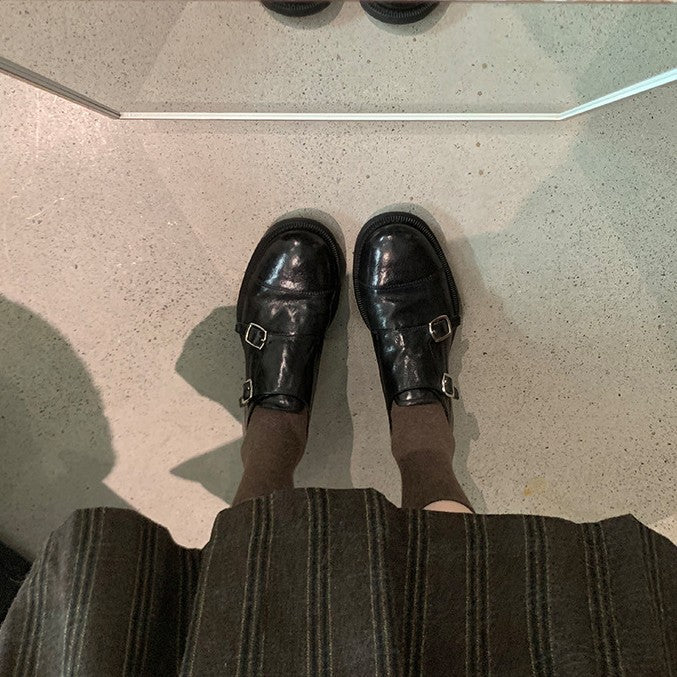 Damen elegante Schnürschuhe mit dekorativen Schnallen EB
