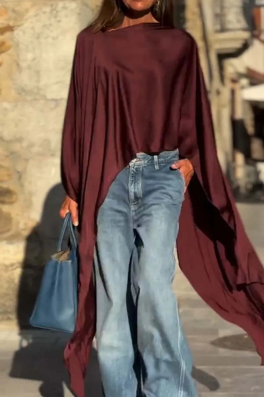 Damen luftige Tunika mit asymmetrischem Schnitt EB