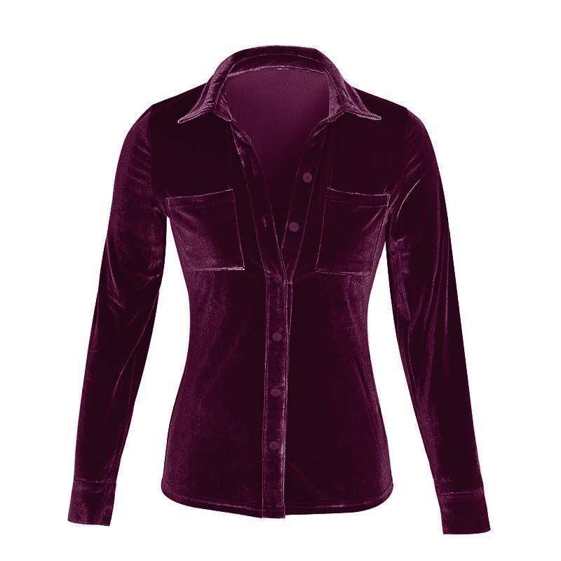 Damen Satin Bluse mit dekorativen Brusttaschen EB