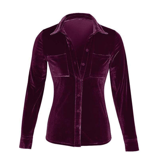 Damen Satin Bluse mit dekorativen Brusttaschen EB
