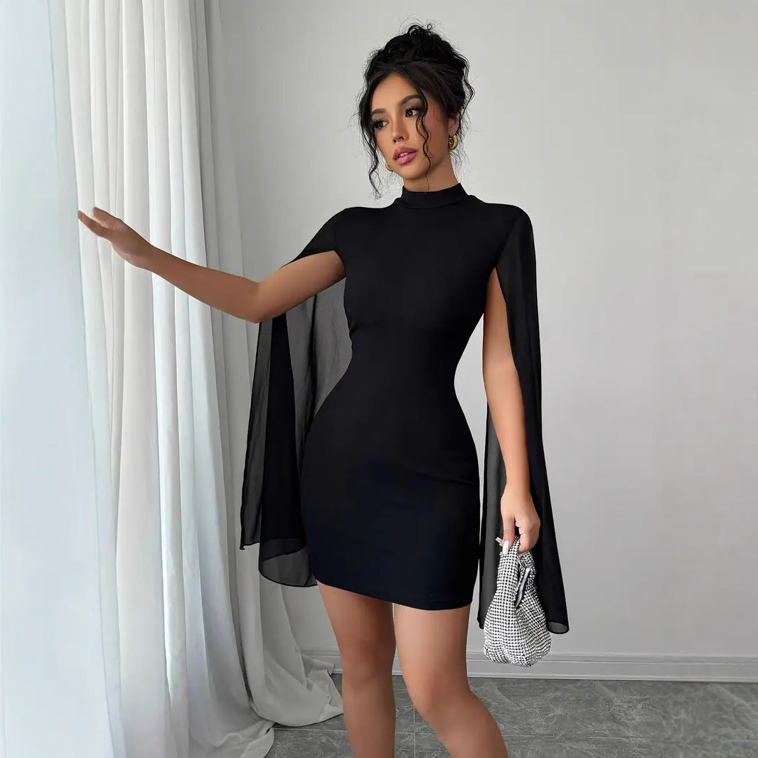 Damen trendiges Cocktailkleid mit fließenden Ärmeln EB