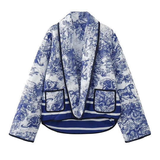 Damen Steppjacke mit modischem Muster und praktischen Taschen EB