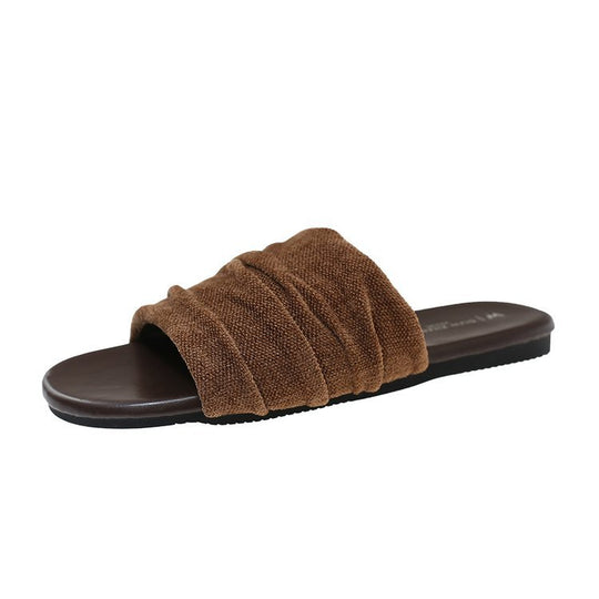 Damen bequeme Mules mit modernen Falten und rutschfester Sohle EB