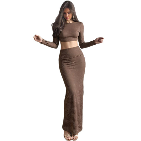 Damen Elegantes Maxikleid mit raffiniertem Cut-Out und hochgeschlossenem Design EB