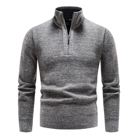 Herren eleganter Strickpullover mit modernem Stehkragen und Reißverschluss EB