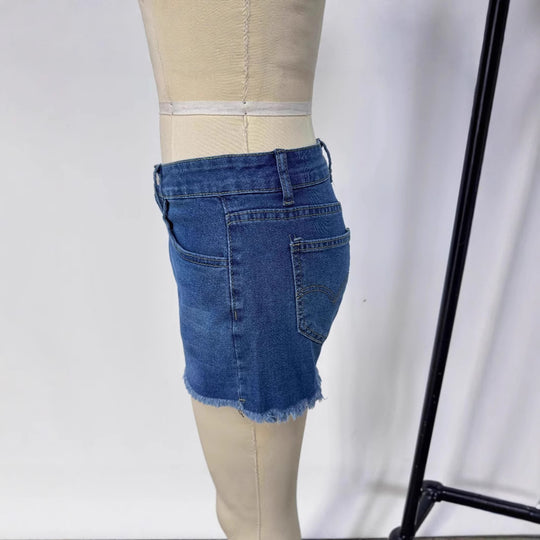 Damen Frayed Denim-Shorts im Vintage-Stil mit moderner Passform EB