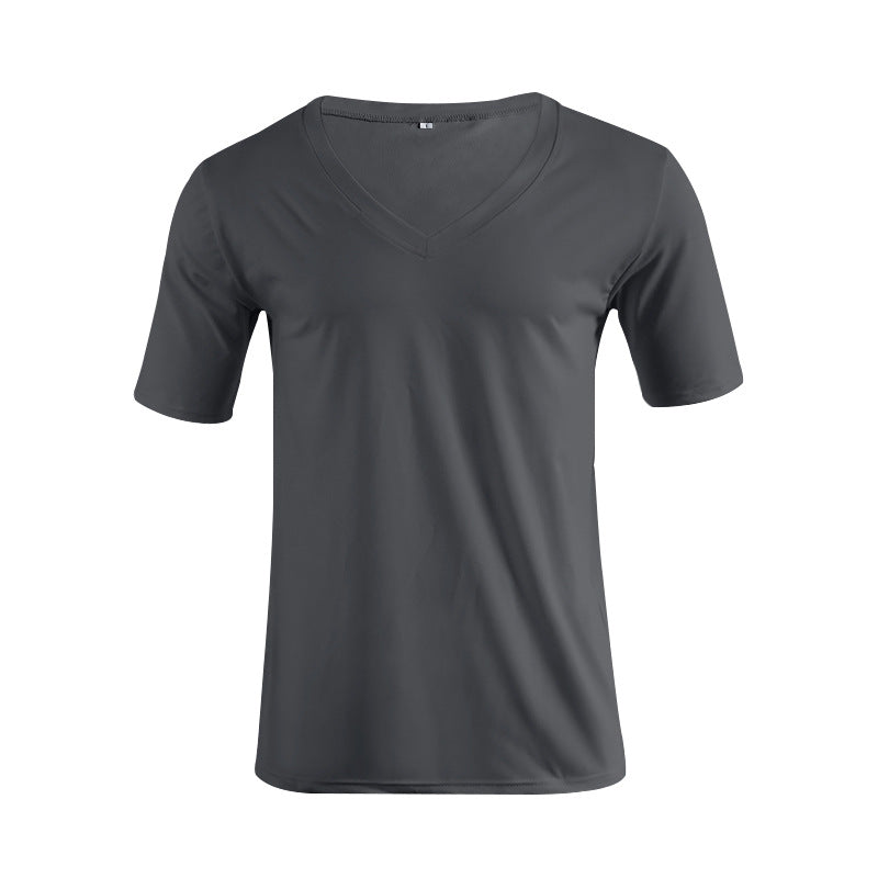 Herren nan V-Ausschnitt T‑Shirt aus feinem Jersey mit schmaler Silhouette und flachen Nähten EB