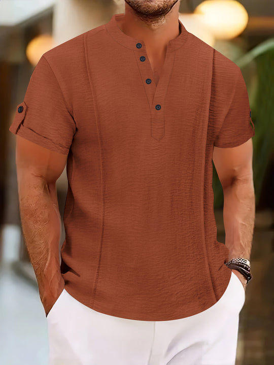 Herren Kurzarm Hemd mit eleganter Knopfleiste und strukturiertem Design EB