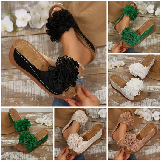 Damen blumenverzierte Clogs mit ergonomischer Fußbett EB