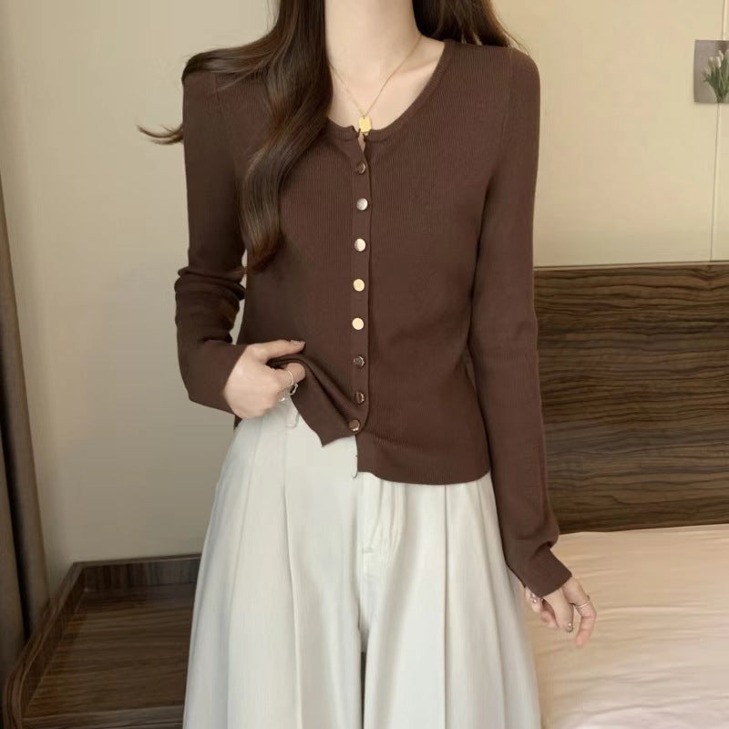 Damen Strickjacke mit perlmuttknöpfen EB