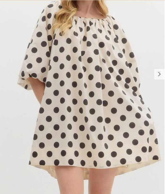 Damen luftiges Polka-Dots Kleid im Oversize-Schnitt EB