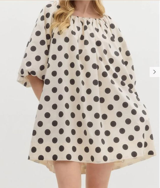 Damen luftiges Polka-Dots Kleid im Oversize-Schnitt EB