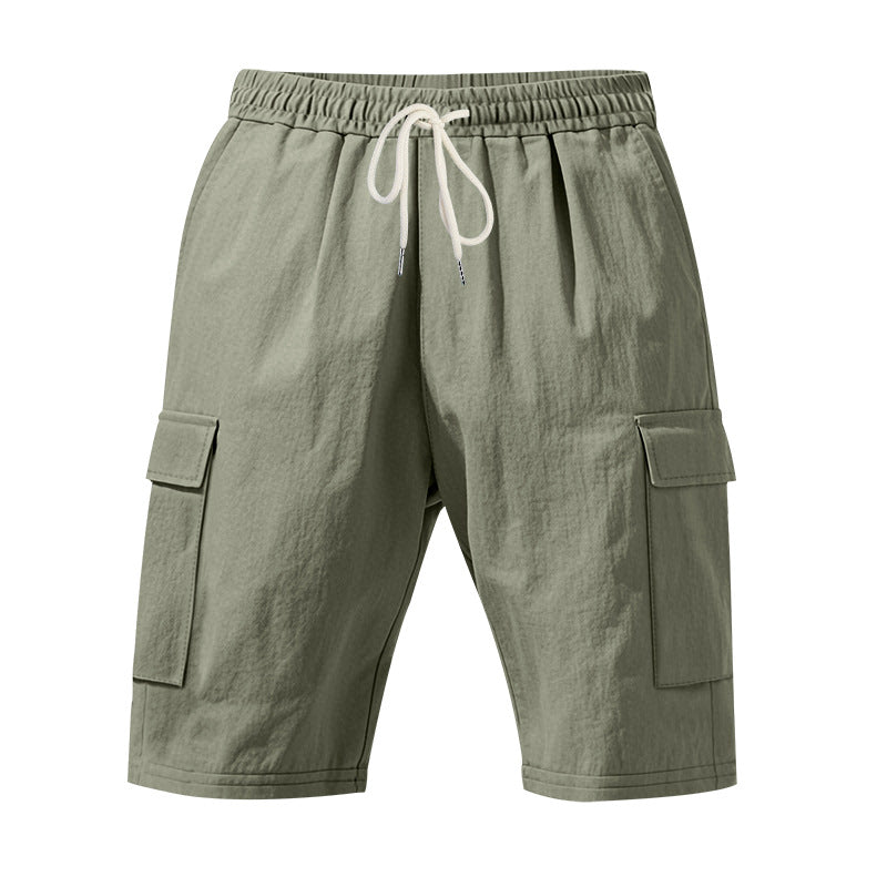 Herren nan Reise- und Outdoor-Bermuda mit elastischem Kordelbund, Sicherheits-Innentasche und aufgesetzten Klappentaschen EB