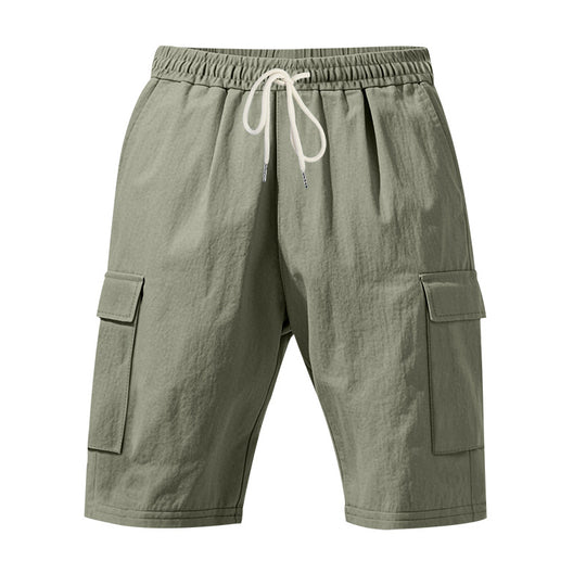 Herren nan Reise- und Outdoor-Bermuda mit elastischem Kordelbund, Sicherheits-Innentasche und aufgesetzten Klappentaschen EB