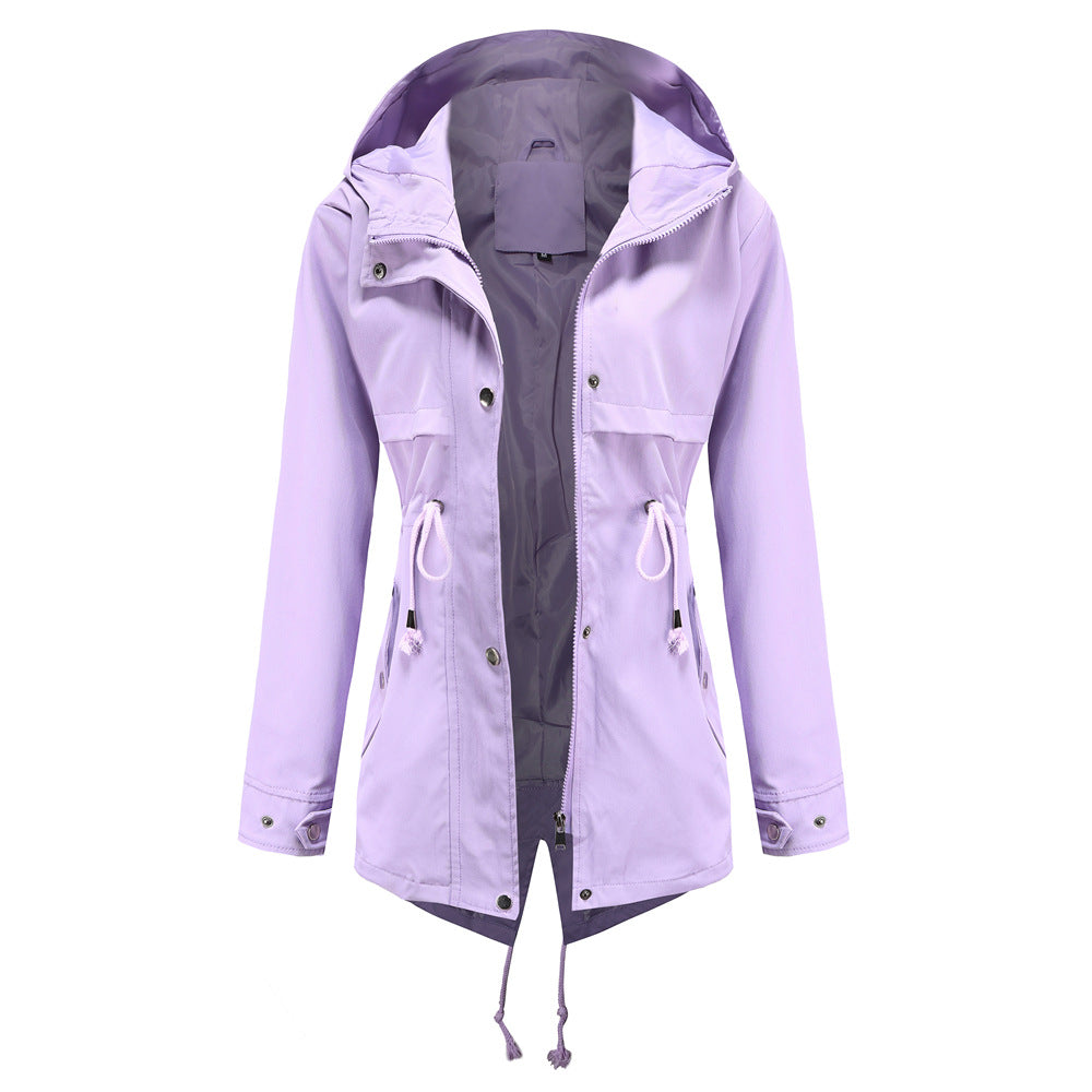Damen nan wasserabweisender Parka mit taillenkordel und asymmetrischem Saum EB