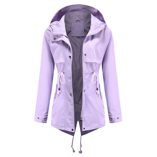 Damen nan wasserabweisender Parka mit taillenkordel und asymmetrischem Saum EB