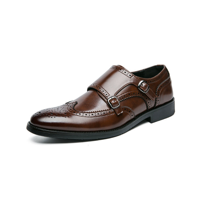 Herren elegante Doppelmonks mit Brogue-Lochung und gepolstertem Komfortfußbett EB