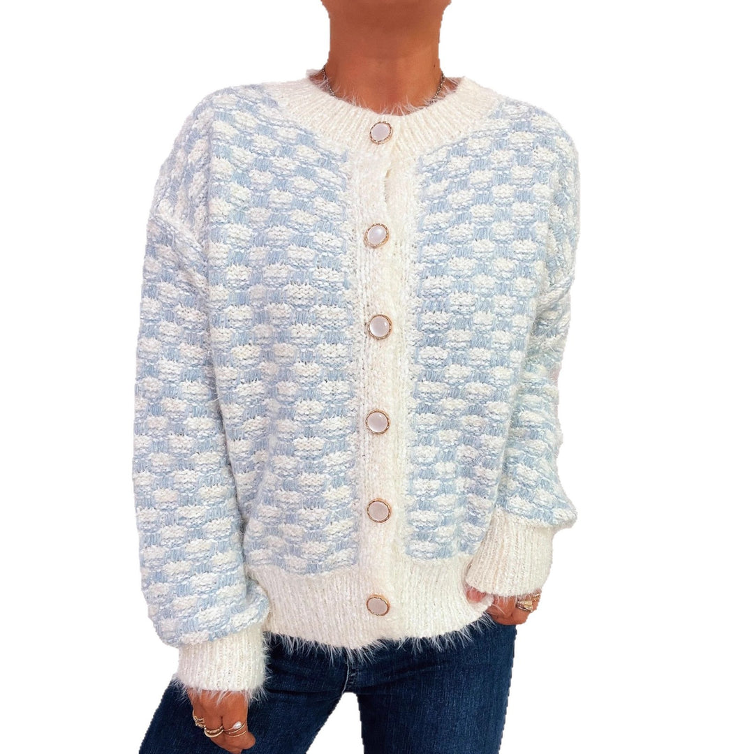 Damen gemütlicher Strickcardigan mit dekorativem Knopfdesign EB
