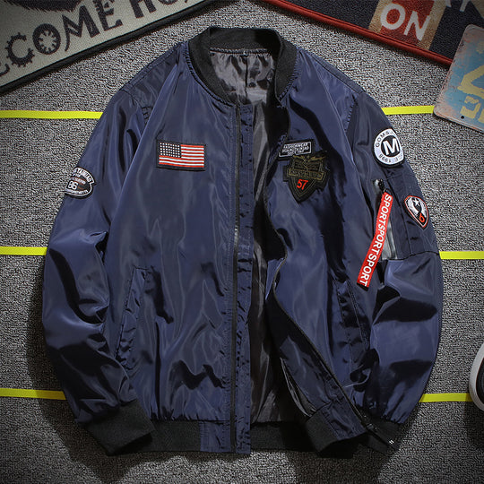 Herren nan stylische Bomberjacke mit Patch-Details und Ärmeltasche EB