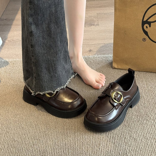 Damen elegante Loafers mit dekorativem Schnallenverschluss und rutschfester Sohle EB