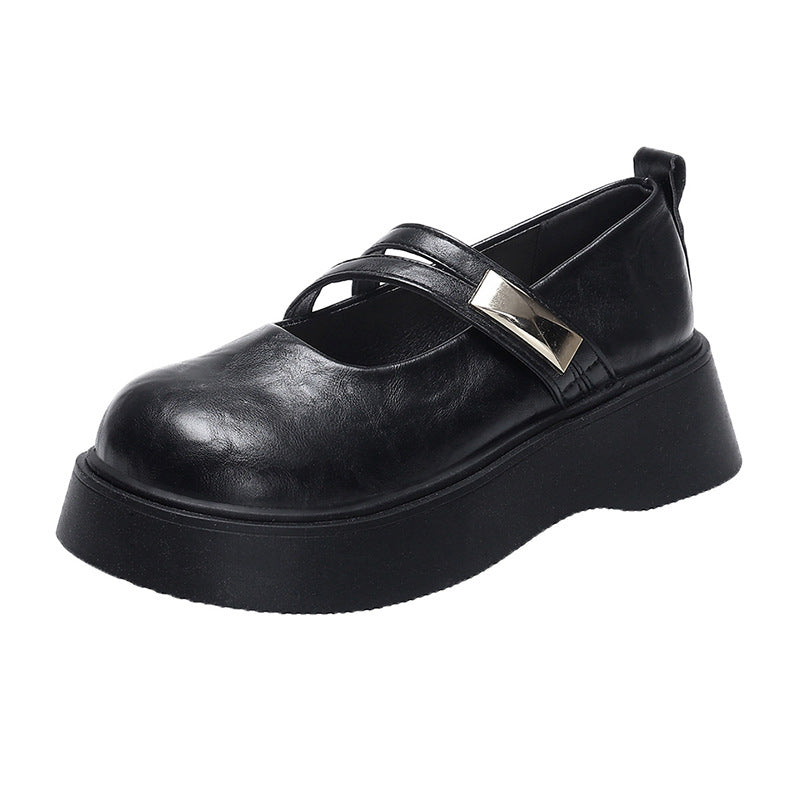 Damen komfortable Plateau-Mary Jane Schuhe mit modischen Riemchen EB