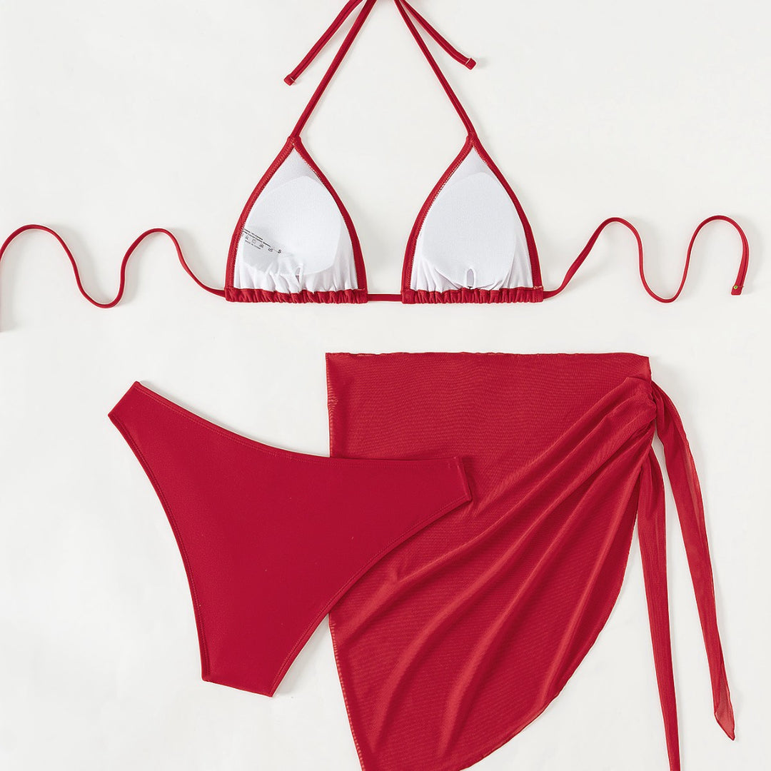 Damen Triangel-Bikini mit floralen Mustern und seitlichem Wickelelement EB