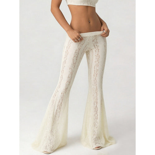 Damen Elegante Spitzenhose im Flared-Design EB