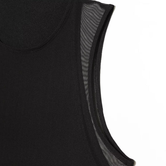 Damen Langarm Kleid aus transparentem Mesh-Material mit Stehkragen EB