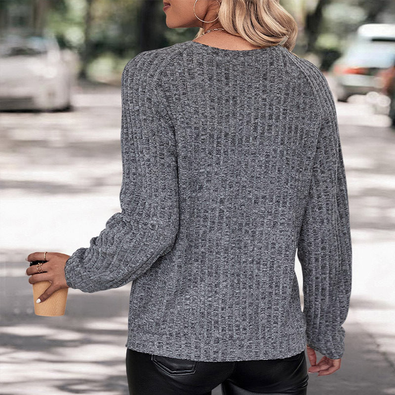 Damen lässiger Pullover mit strukturierter Oberfläche und weitem Schnitt EB