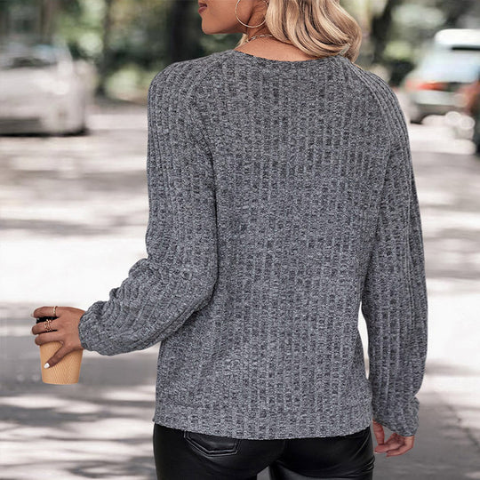 Damen lässiger Pullover mit strukturierter Oberfläche und weitem Schnitt EB