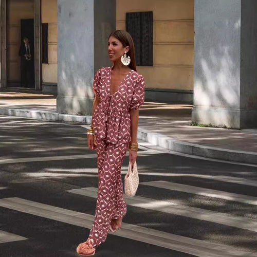 Damen Elegantes Set mit Puffärmeln und aufgesetzten Taschen EB