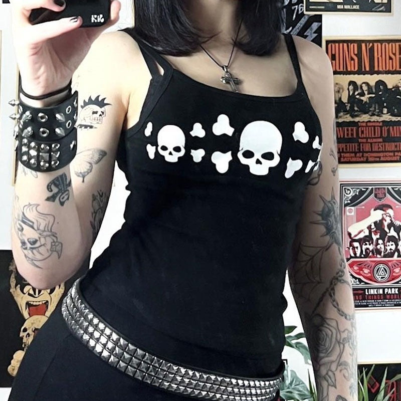Damen Tanktop mit auffälligem Totenkopf-Design EB