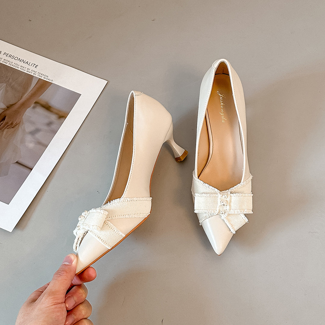 Damen elegante Pumps mit verspieltem Schleifendetail EB