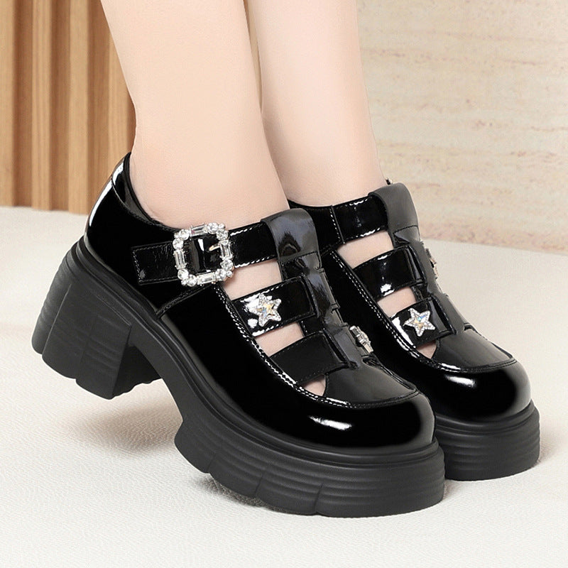 Damen Modische Plateau-Schuhe mit dekorativem Schnallen-Detail EB