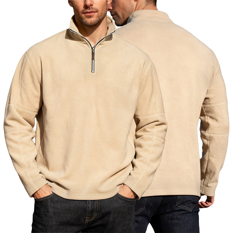 Herren nan leichter Mikrofleece-Performancepullover mit kurzem Reißverschluss Raglanärmeln und formgebenden Nähten EB