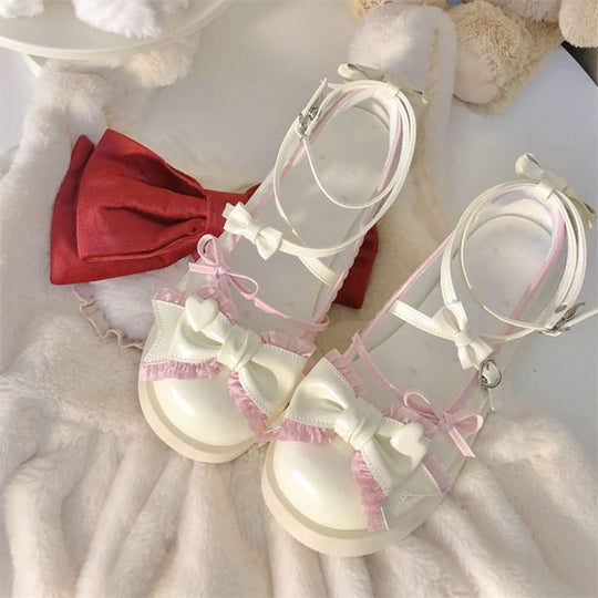 Damen Romantische und verspielte Schnürsandalen mit Schleifen-Details EB