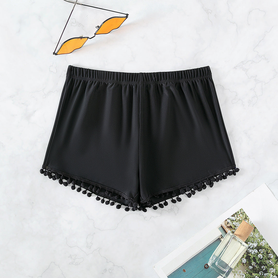Damen Sommerliche Badeshorts mit verspieltem Pompon-Dekor EB