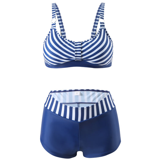 Damen nan sportliches Bikini-Set mit stützendem Bustier-Top und figurformenden Badeshorts EB