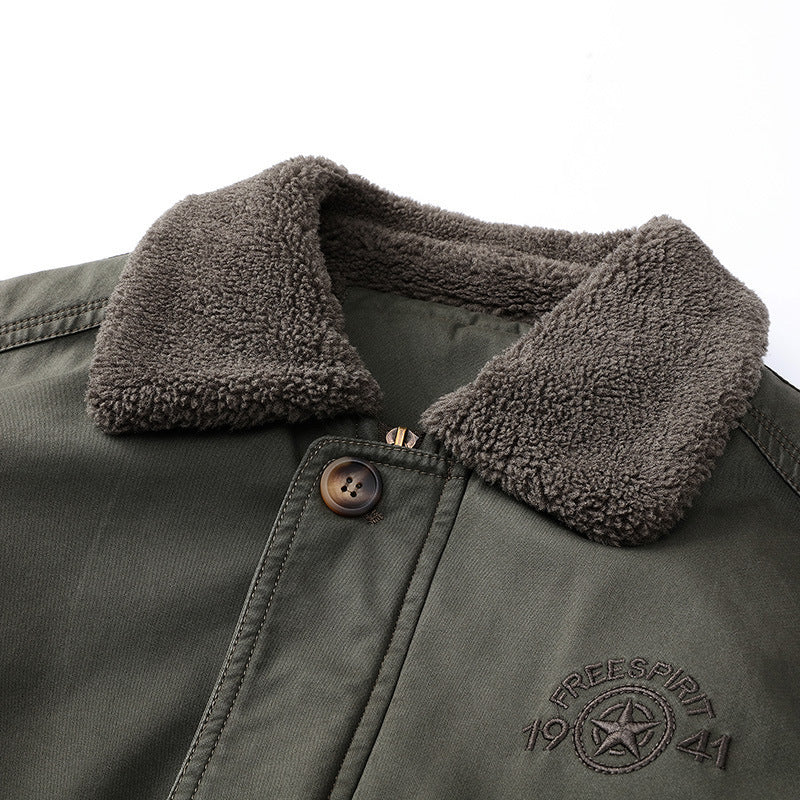 Herren Flieger-Bomberjacke mit Sherpa-Kragen und wärmender Teddyfleece-Innenlage EB
