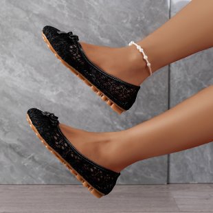 Damen Ballerinas mit filigranem Spitzen-Design und zarter Schleifen-Applikation EB