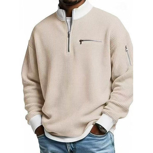 Herren Sweatshirt mit hohem Kragen und praktischem Reißverschluss EB