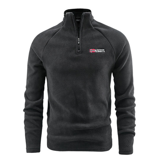 Herren Flauschiger Zip‑Troyer Fleecepullover mit Stehkragen und Raglanärmeln EB