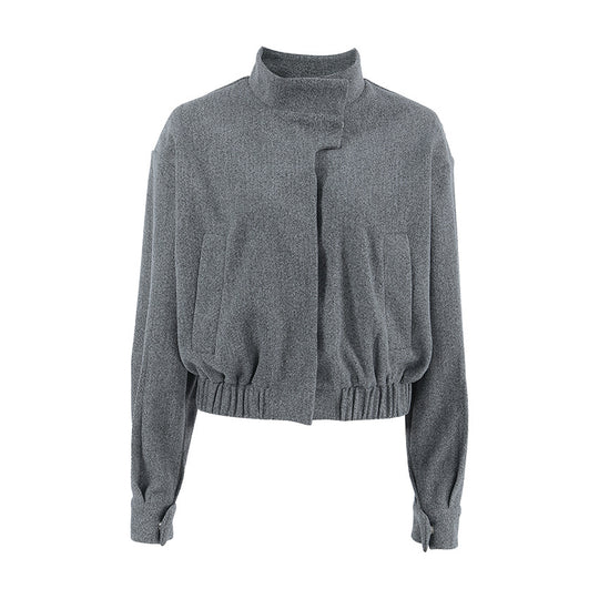 Damen Modische Oversized Jacke mit hohem Kragen und innovativem Design EB