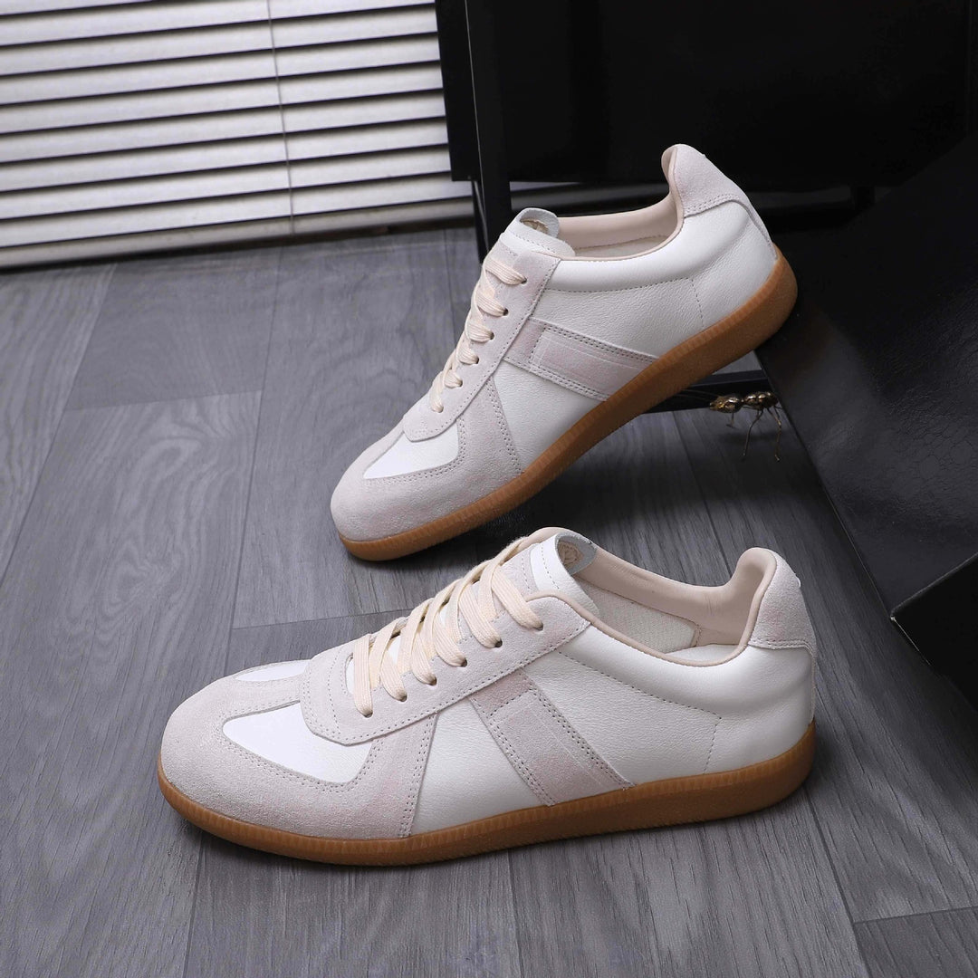 Damen Sportliche Leder Sneakers mit modischem Design und rutschfester Sohle EB