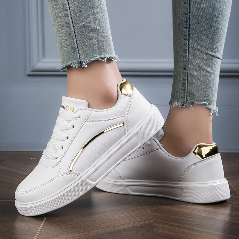 Damen nan niedrig geschnittener Kunstleder Sneaker mit holografischem Fersenbesatz EB