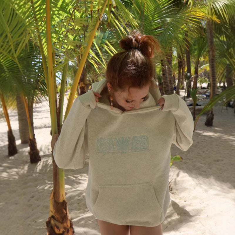 Damen Oversized Kapuzenpullover mit kreativer Grafik und bequemer Passform EB