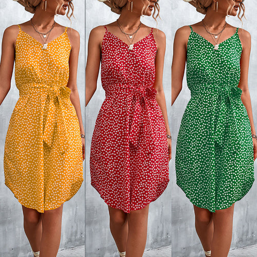 Damen Sommerliches Blusenkleid mit floralem Muster und knopfbarem Taillengürtel EB